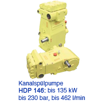 KanalspülpumpeHDP 146: bis 135 kWbis 230 bar, bis 462 l/min