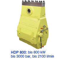 HDP 800: bis 800 kWbis 3000 bar, bis 2100 l/min
