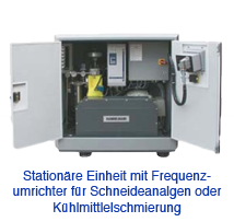 Stationäre Einheit mit Frequenzumrichter für Schneideanalgen oder Kühlmittlelschmierung